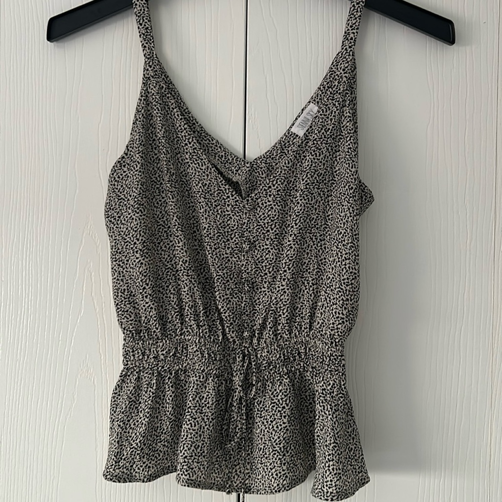 Leopard print tank top with button detail
